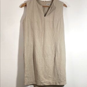 Amanda Smith 100% Linen Beige Sleeveless Dress Size 10